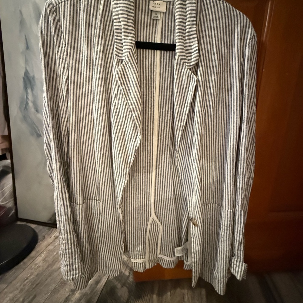 A New Day Black and White Striped Blazer